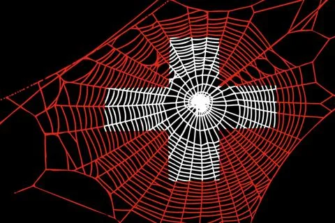 3D Flag on spider web Stock Illustration
