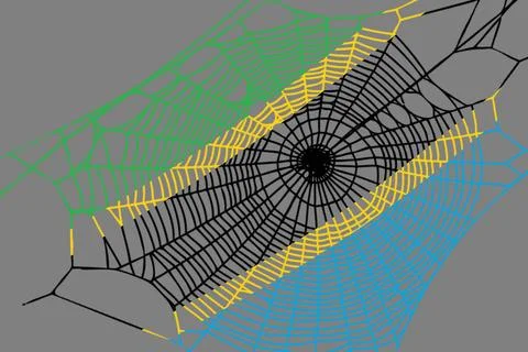 3D Flag on spider web Stock Illustration