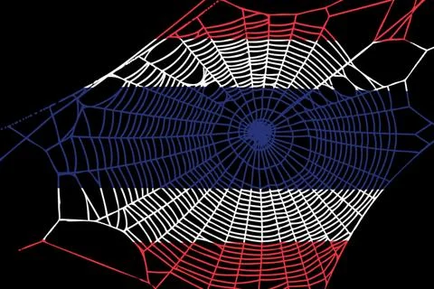 3D Flag on spider web Stock Illustration