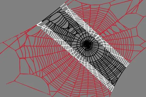 3D Flag on spider web Stock Illustration