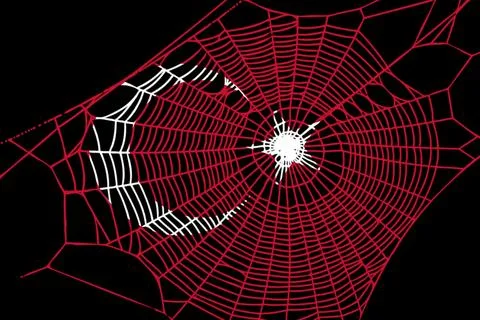 3D Flag on spider web Stock Illustration