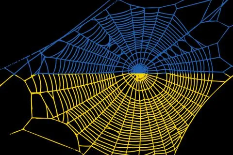 3D Flag on spider web Stock Illustration