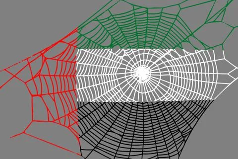 3D Flag on spider web Stock Illustration
