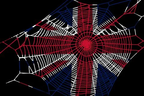 3D Flag on spider web Stock Illustration