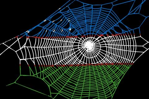 3D Flag on spider web Stock Illustration