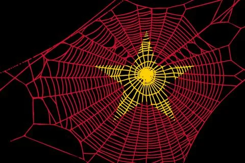 3D Flag on spider web Stock Illustration