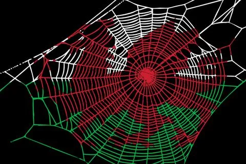 3D Flag on spider web Stock Illustration