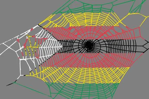 3D Flag on spider web Stock Illustration