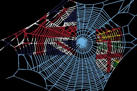 3D Flag on spider web Stock Photos