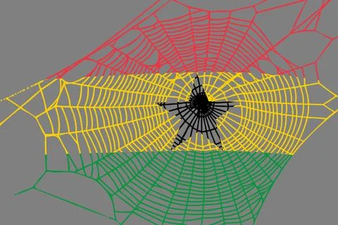 3D Flag on spider web Stock Photos