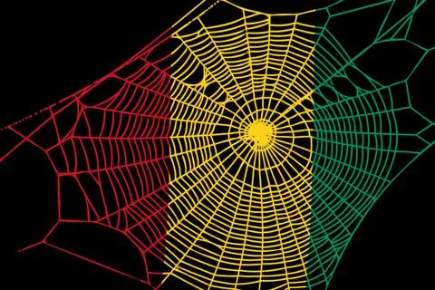 3D Flag on spider web Stockfoto's