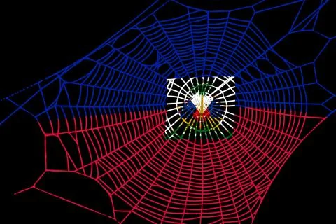 3D Flag on spider web Stock Photos