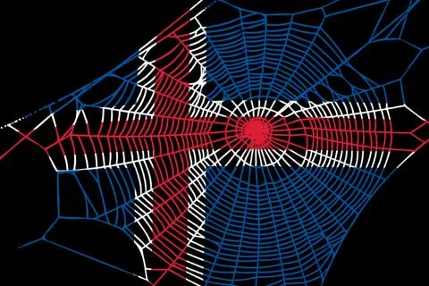 3D Flag on spider web Stock Photos