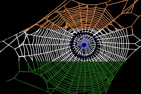 3D Flag on spider web Stock Photos