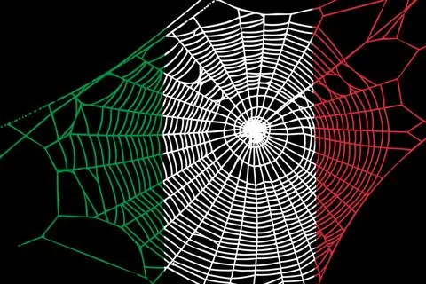 3D Flag on spider web Stock Photos