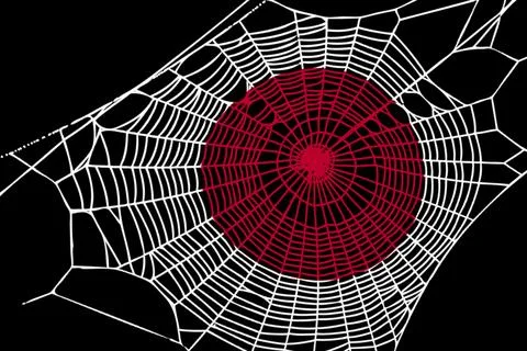 3D Flag on spider web Fotos Stock