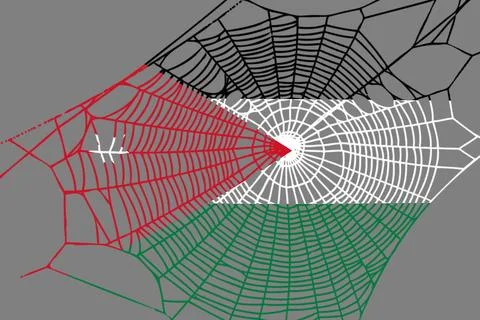 3D Flag on spider web Stock Photos