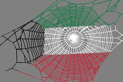 3D Flag on spider web Stock Photos