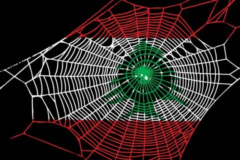 3D Flag on spider web Stock Photos