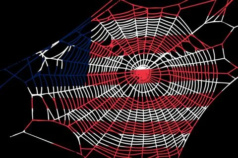 3D Flag on spider web Stock Photos