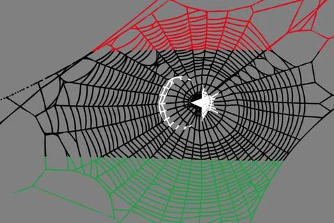 3D Flag on spider web 스톡 사진