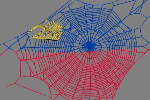 3D Flag on spider web Stock Photos