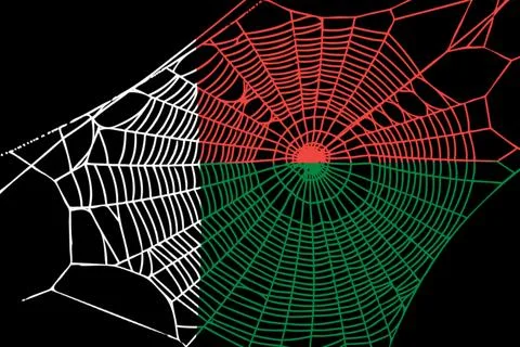 3D Flag on spider web Stock-Fotos
