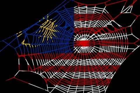3D Flag on spider web Stock Photos