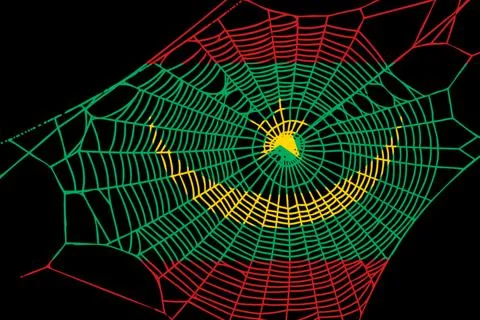 3D Flag on spider web 库存照片
