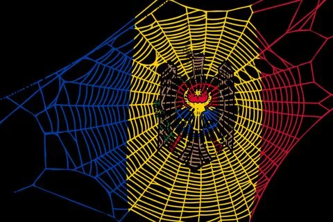 3D Flag on spider web Stock Photos