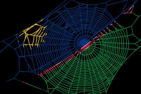 3D Flag on spider web Stock Photos