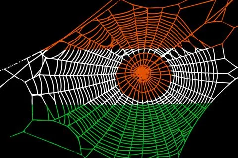 3D Flag on spider web Stock Photos