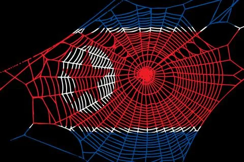 3D Flag on spider web Stock Photos