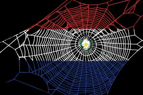 3D Flag on spider web Stock Photos
