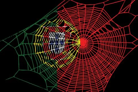 3D Flag on spider web Stock Photos
