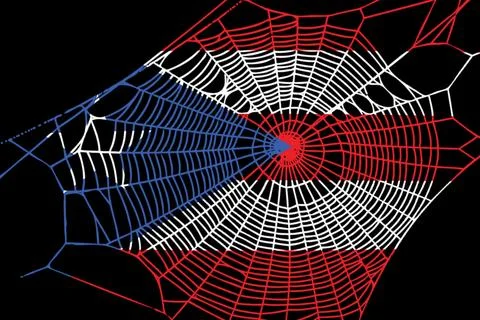 3D Flag on spider web Stock Photos