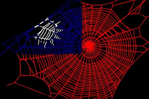 3D Flag on spider web Foto stock
