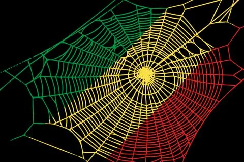 3D Flag on spider web Stock Photos