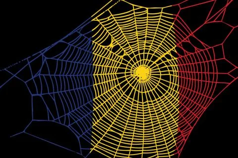 3D Flag on spider web Foto stock