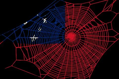 3D Flag on spider web Foto stock
