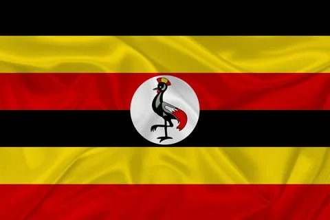 3D Flag of Uganda on fabric Stock Illustration