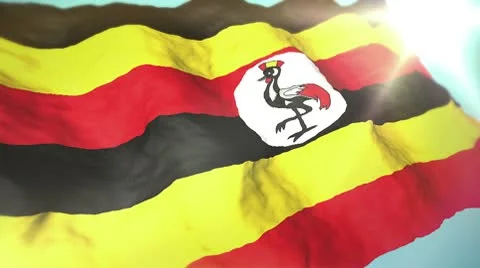 3d flag  Uganda Stock Footage 10758443