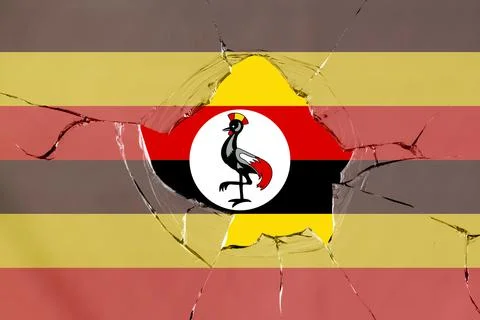 3D Flag of Uganda on glass Stock Illustration