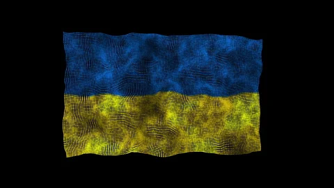3d flag of the Ukraine consisting of round particles in motion Stock Footage 282901839