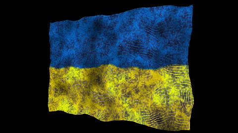 3d flag of the Ukraine consisting of round particles in motion Stock Footage 282901851
