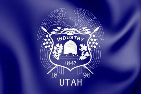 3D Flag of Utah state (1903-1913), USA. 3D Illustration. Stock Illustration