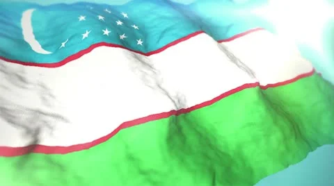 3d flag Uzbekistan Stock Footage 10758449