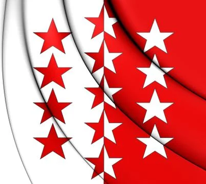 3D Flag of Valais, Switzerland. 3D Illustration. Stock Illustration
