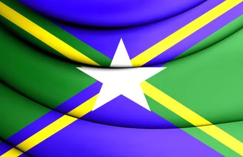 3D Flag of Vale do Anari (Rondonia state), Brazil. 3D Illustration. Stock Illustration