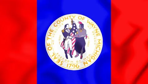 3D Flag of Wayne County (Michigan), USA. 3D Illustration. Stock Illustration